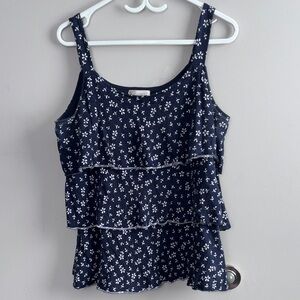💥2/$33💥 Dressbarn Navy Blue Floral Cotton Camisole
